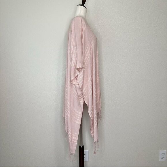 NWT a.n.a Woven Textured Peach Whip Wrap Kimono Coverup Fringe Cardigan - Picture 5 of 12
